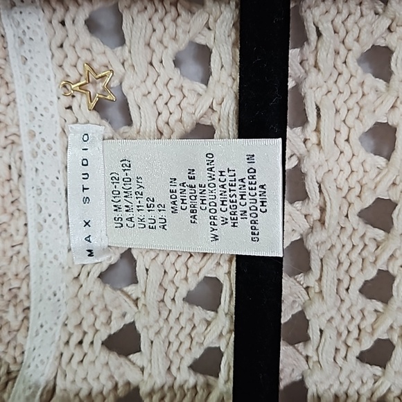 Max Studio Kids Crochet Vest Cardigan Size Girl 10-12 or L - Picture 2 of 9